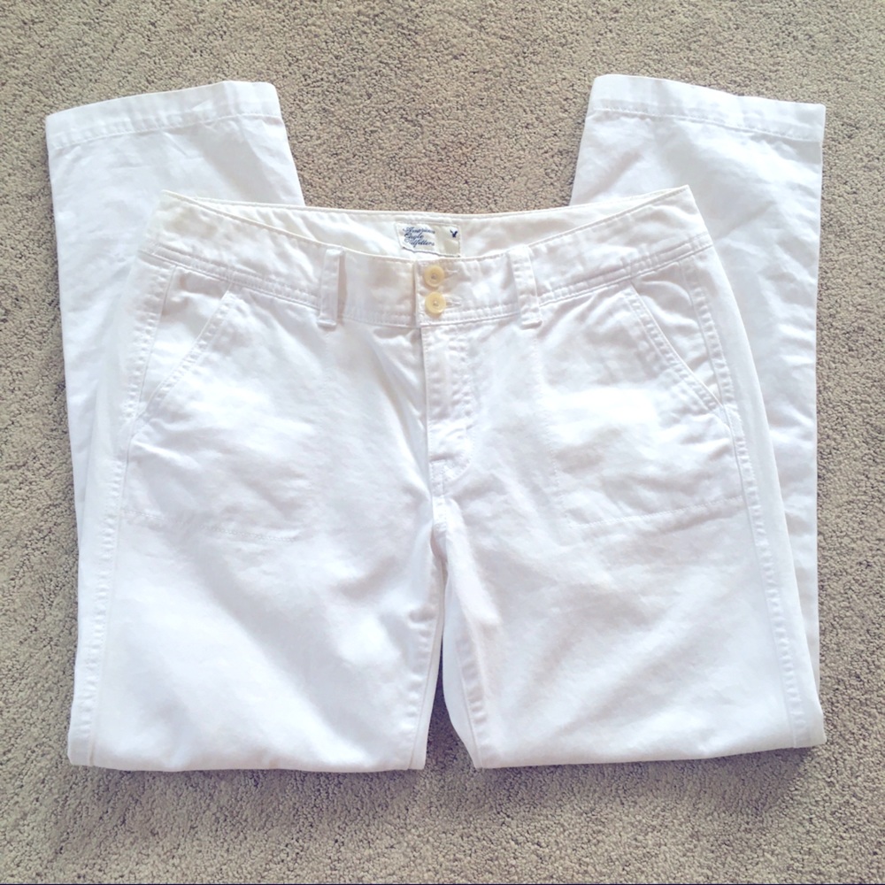 American Eagle Outfitters White Crop Pants